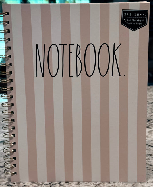 New Rae Dunn 8x10 spiral hardback striped NOTEBOOK