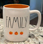 New Rae Dunn white ceramic pumpkin coffee mug FAMILY