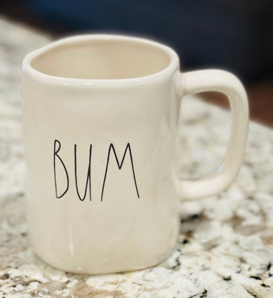 New Rae Dunn white ceramic coffee BUM