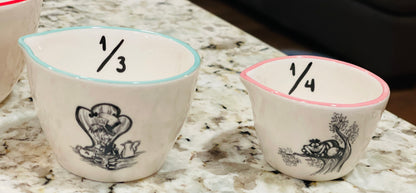 New Rae Dunn x Alice in Wonderland new release style ceramic measuring cup set