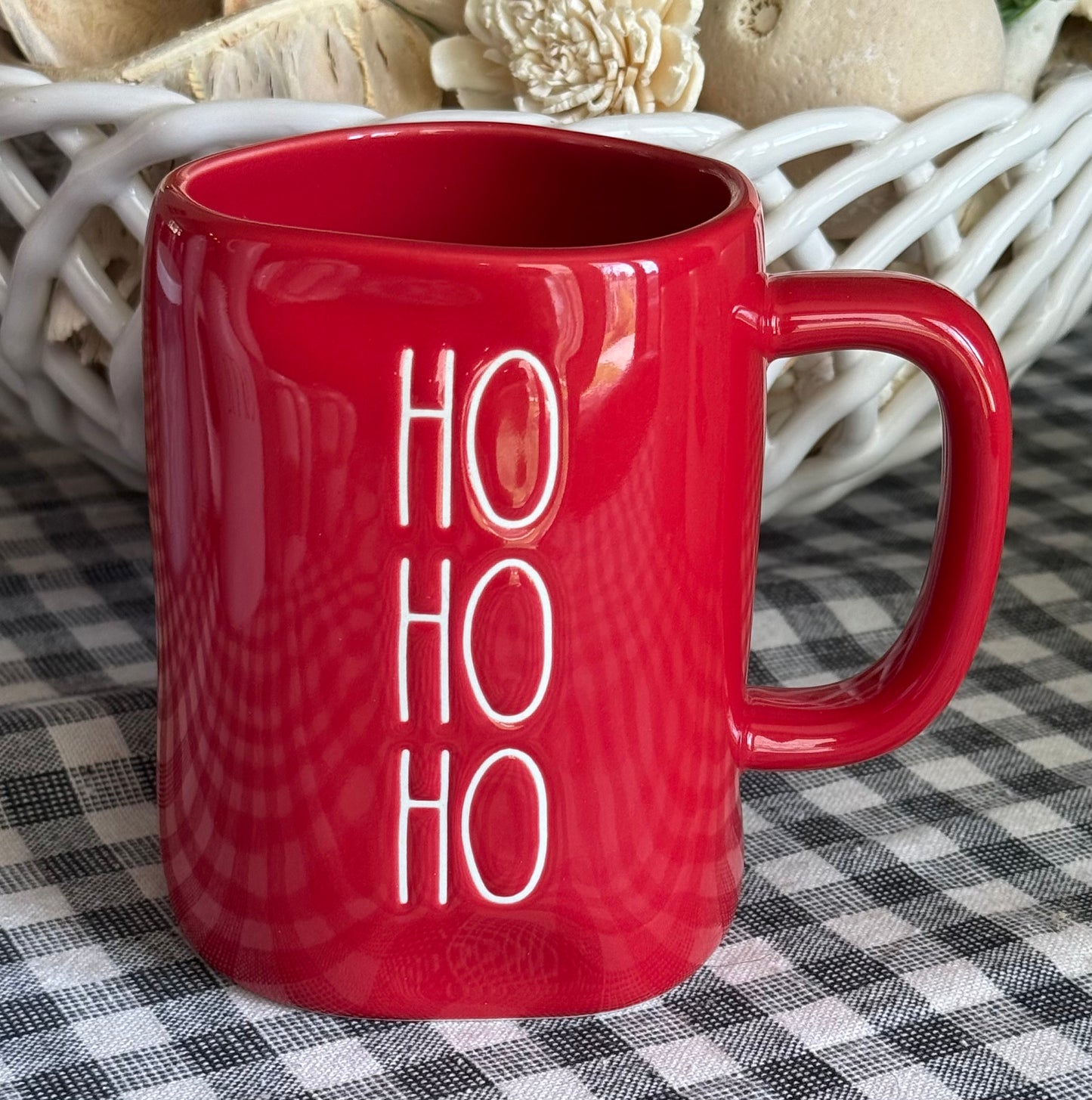 New Rae Dunn red ceramic Christmas mug HO HO HO