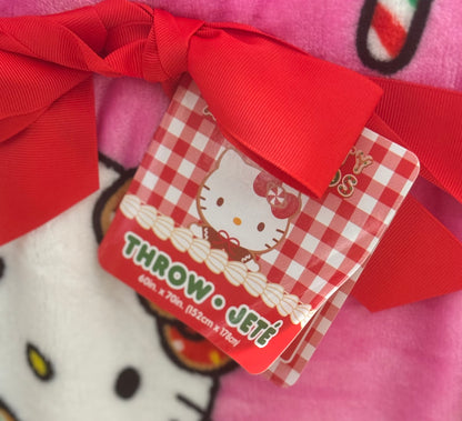 New pink Gingerbread Hello Kitty oversized Christmas throw blanket 60x70