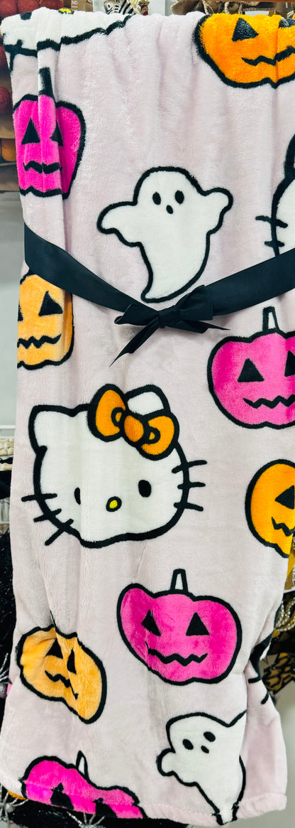 New Hello Kitty pink ghost Halloween throw blanket 50x70