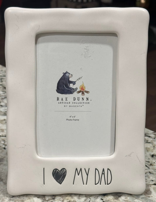 New Rae Dunn x white ceramic 5x7 picture photo frame I LOVE MY DAD