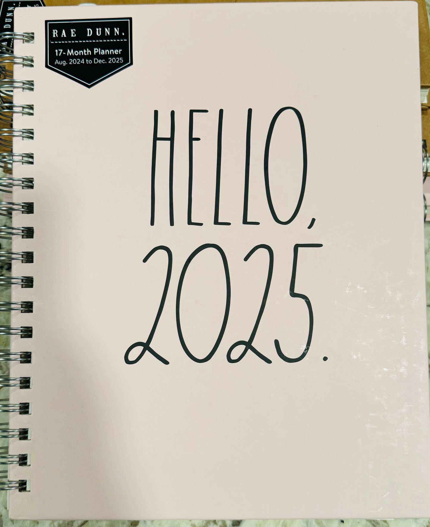 New Rae Dunn pink HELLO 2025 PLANNER hardback-spiral