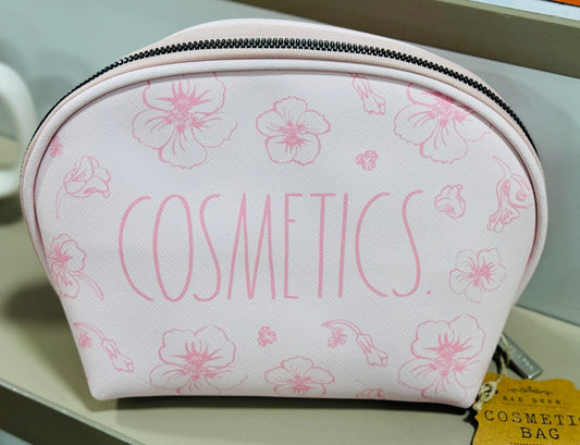 New Rae Dunn pink floral COSMETICS travel storage bag