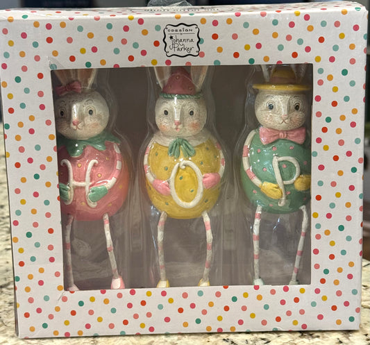 New Joanna Parker resin shelf sitter Easter bunny’s HOP