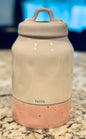Rae Dunn retired white and pink polka dot 8” canister TASTE