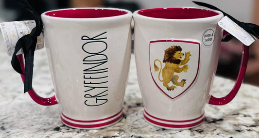 New Rae Dunn x Harry Potter red trimmed GRYFFINDOR ceramic coffee mug