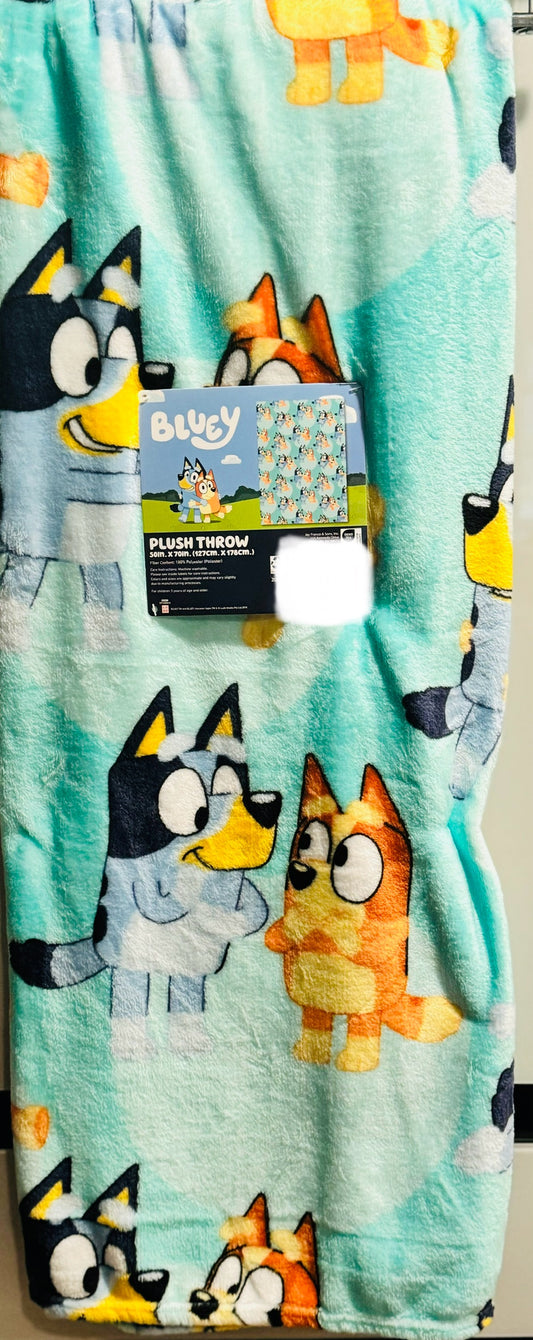 New green/blue Bluey & Bingo super soft throw blanket 50x70