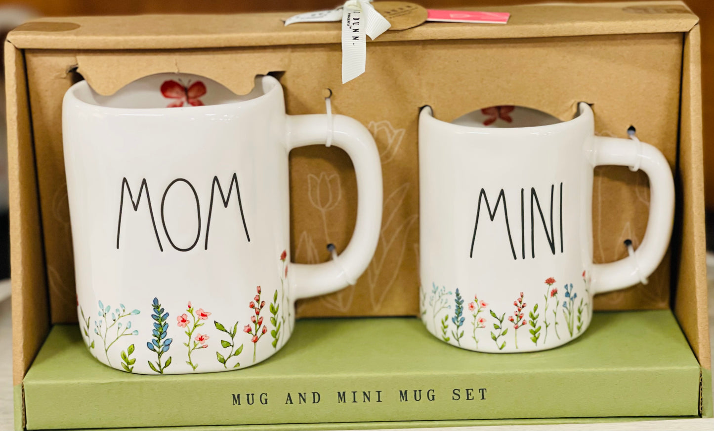 New Rae Dunn ceramic floral coffee mug gift set MOM & MINI