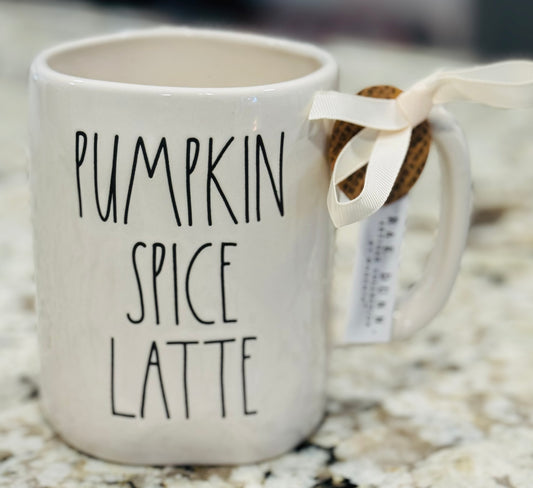 New Rae Dunn white ceramic coffee mug PUMPKIN SPICE LATTE