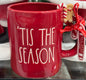 New Rae Dunn red ceramic gingerbread peeking Christmas coffee mug ‘TIS THE SEASON