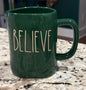 New Rae Dunn green ceramic BELIEVE coffee mug