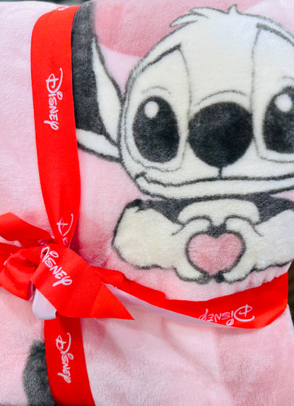 New pink Lilo & Stitch heart blanket 60x90 TWIN size