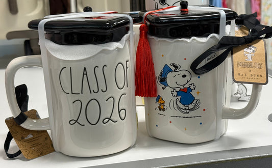 New Rae Dunn x Peanuts Snoopy ceramic coffee mug for Graduation CLASS OF 2026