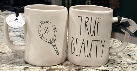 New Rae Dunn Disney Beauty & The Beast TRUE BEAUTY ceramic coffee mug