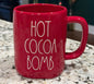 New Rae Dunn red ceramic Christmas decor coffee mug HOT COCOA BOMB