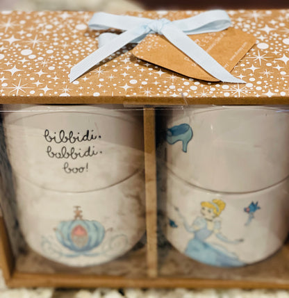 New Rae Dunn x Disney Cinderella 4-piece ramekin cup/bowl set BIBBIDI BOBBIDI BOO