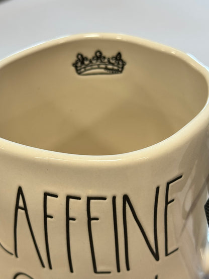 New Rae Dunn white ceramic coffee mug CAFFEINE QUEEN