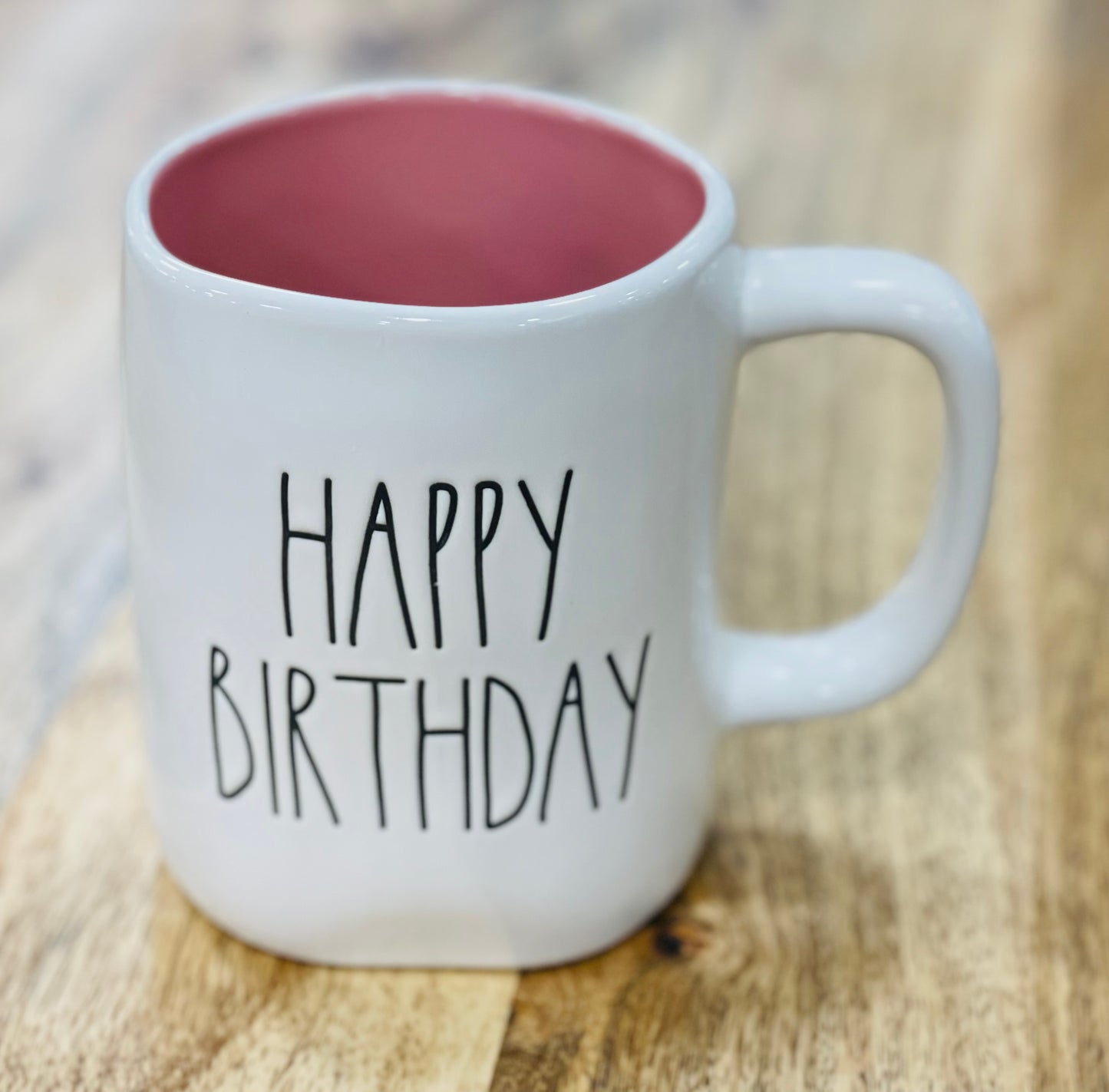 New Rae Dunn white ceramic coffee mug HAPPY BIRTHDAY