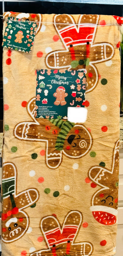 New Merry Christmas traditional gingerbread Christmas gingerbread  throw blanket 50x60