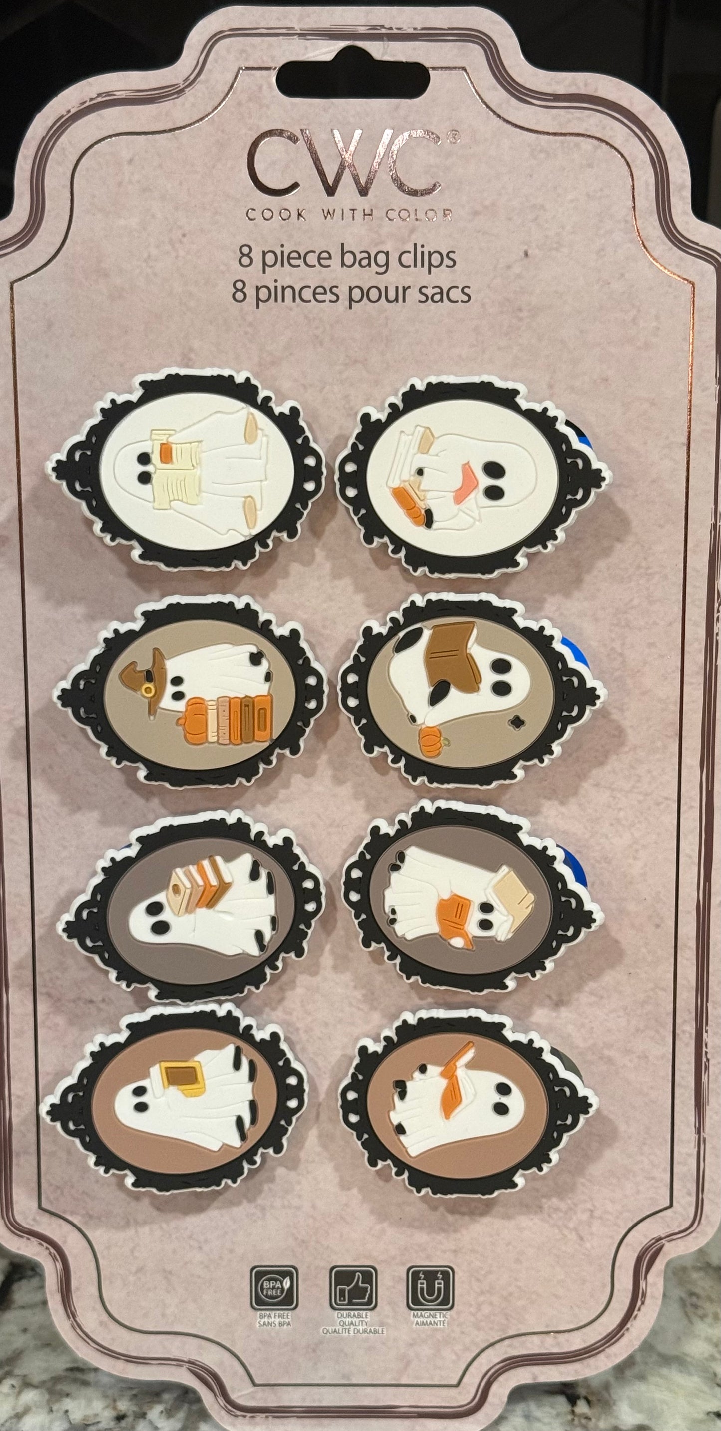 New plastic 8-piece reading book ghost Halloween bag clips