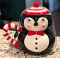 New Joanna Parker black ceramic penguin christmas coffee mug