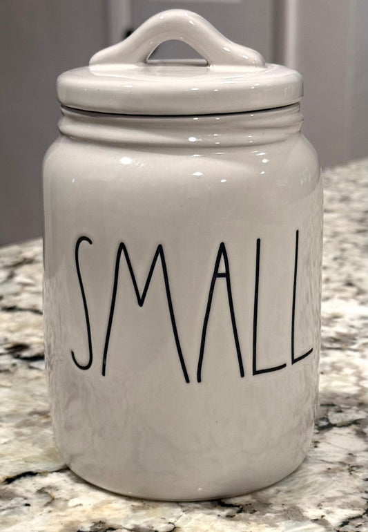 Rae Dunn white 6” ceramic storage canister SMALL
