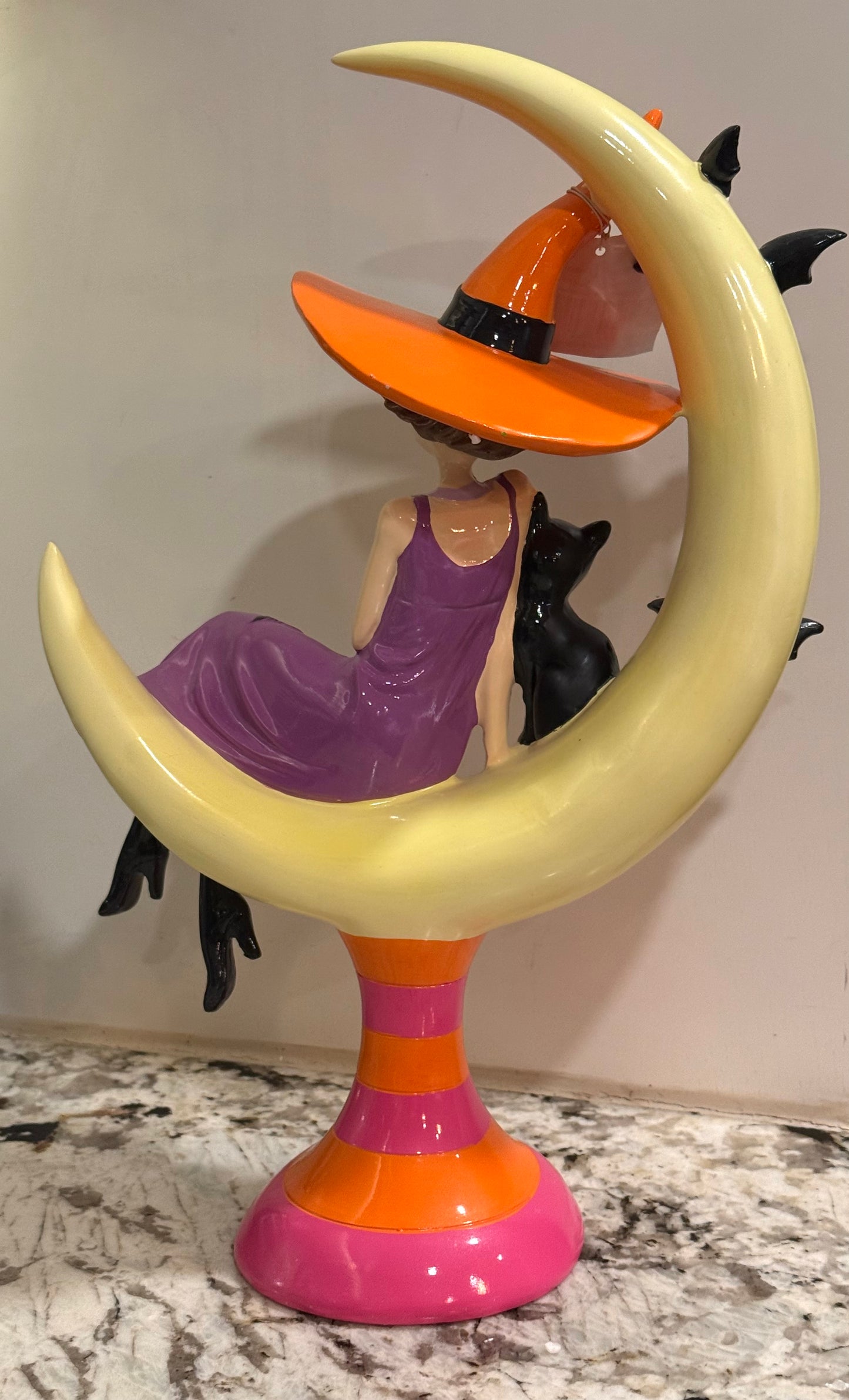 New 15” December Diamonds original witch on moon Halloween decor