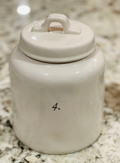 Rae Dunn white ceramic very hard to find Numbers line Number 4 canister