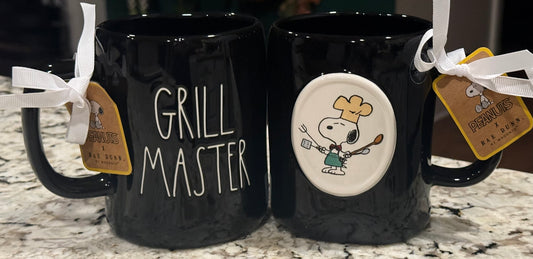 New Rae Dunn x Peanuts Snoopy ceramic coffee mug GRILL MASTER