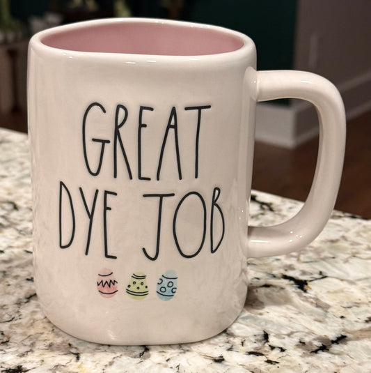 New Rae Dunn white ceramic Easter coffee mug GREAT DYE JOB