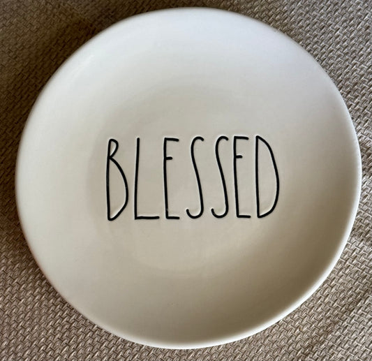Rae Dunn white 8” ceramic BLESSD plate