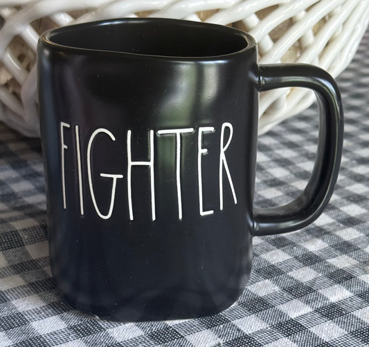 New Rae Dunn black  ceramic coffee mug FIGHTER
