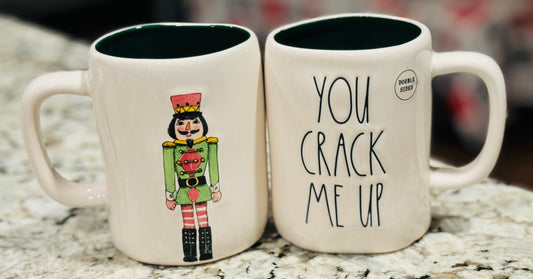 New Rae Dunn ceramic Christmas coffee mug YOU CRACK ME UP