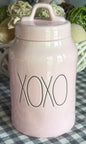 New Rae Dunn pink ceramic coffee mug 8” Canister XOXO