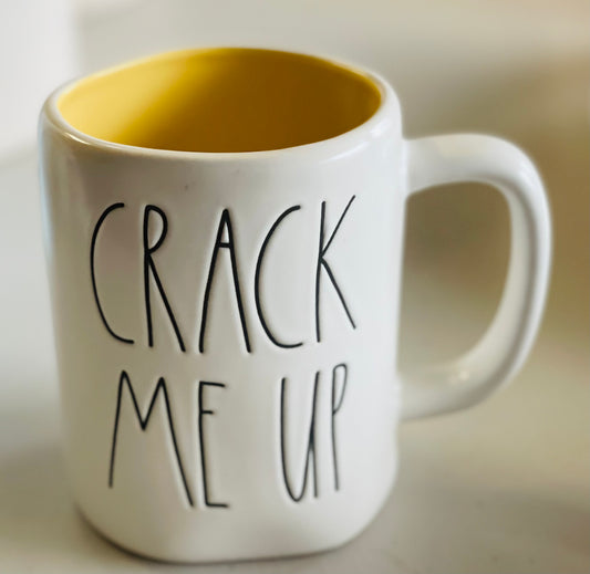 New Rae Dunn white ceramic Easter coffee mug decor CRACK ME UP