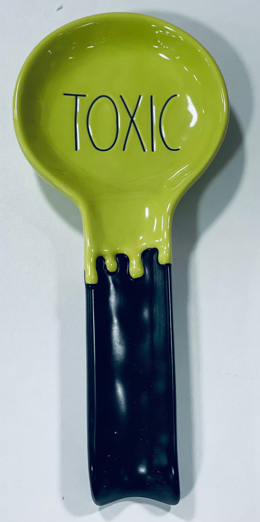 New Rae Dunn Halloween green drip style spoon rest TOXIC