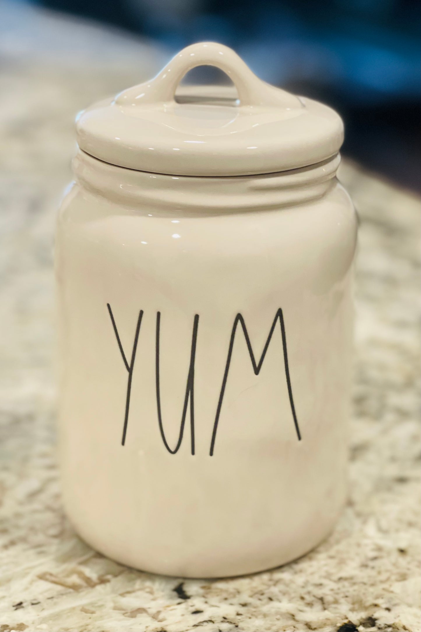 New Rae Dunn white ceramic 7” canister YUM