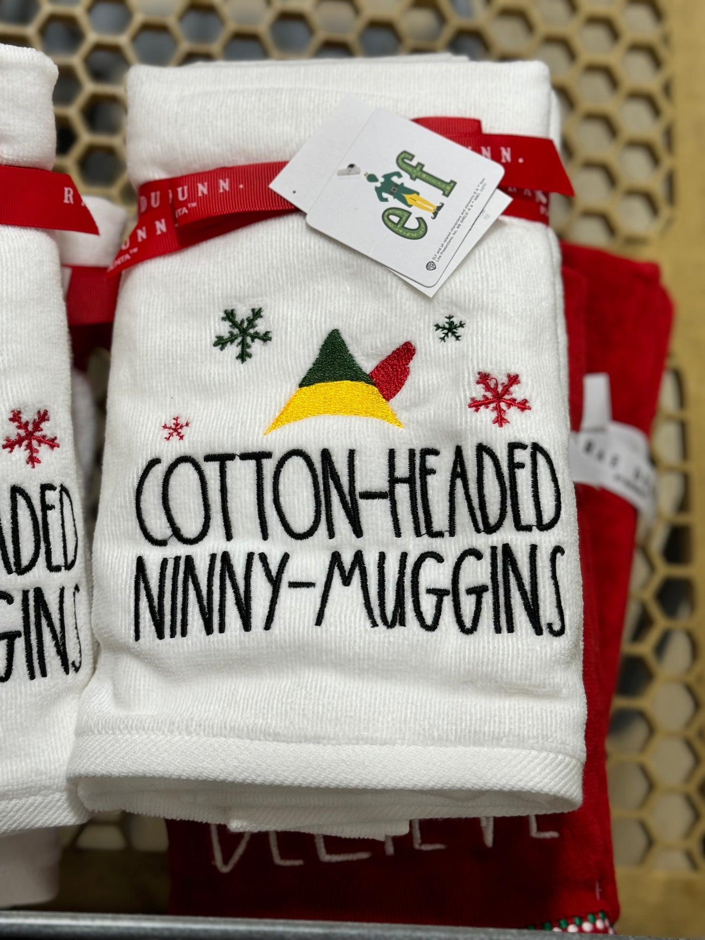 New Rae Dunn x Elf Movie 2-piece bathroom hand towel set COTTON-HEADED NINNY-MUGGINS