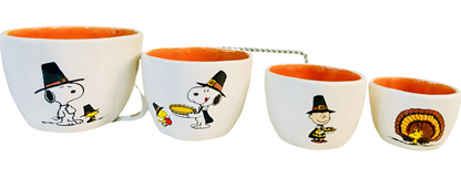 New Rae Dunn x Peanuts Snoopy Fall Thanksgiving ceramic measuring cup set