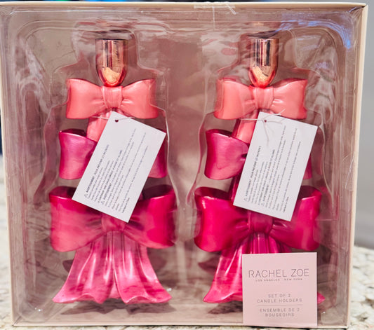 New Rachel Zoe pink bow 🎀 candle stick holder boxed set