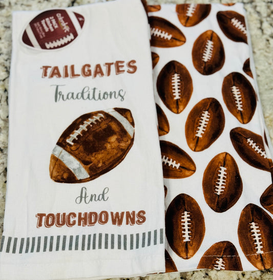 New 2-piece Kitchen fall Football 🏈 dish towel set TAILGATES, TRADITIONS & TOUCHDOWNS