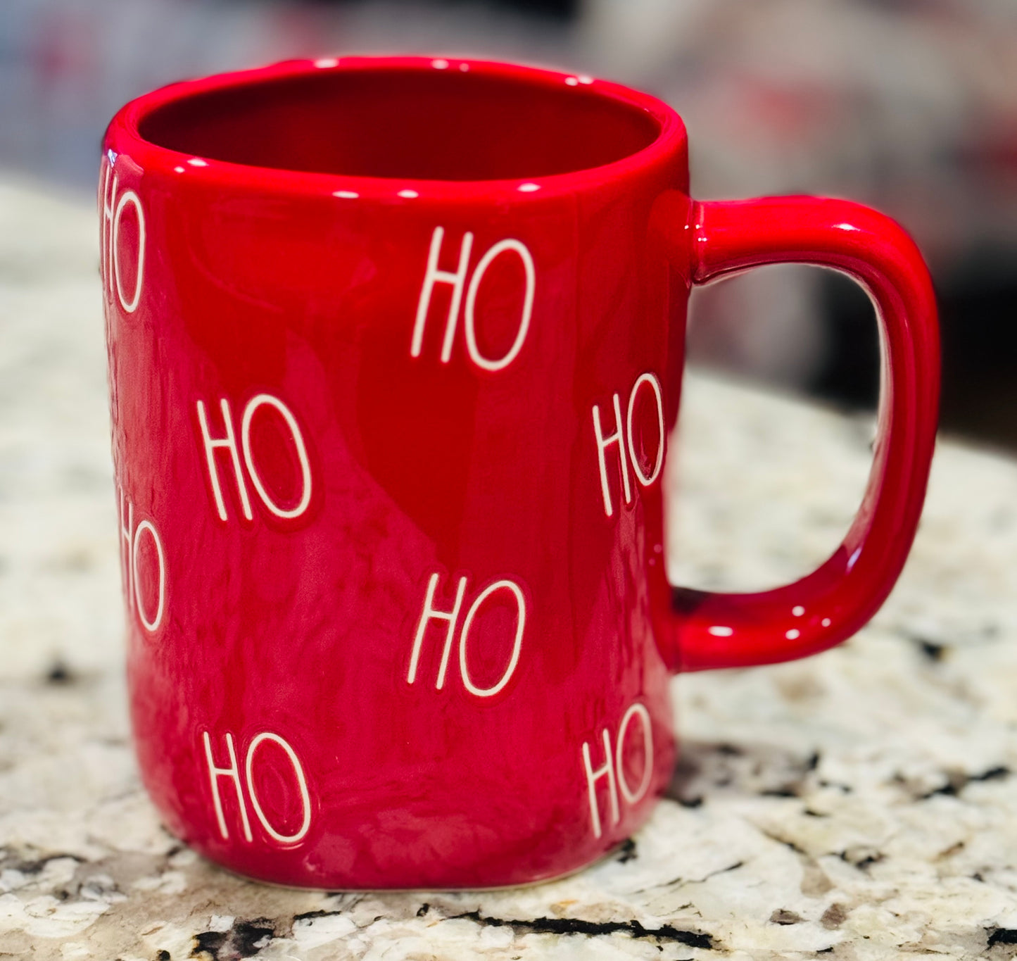 New Rae Dunn red ceramic Christmas coffee mug HO HO HO