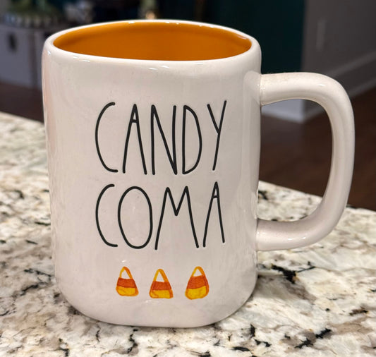 New Rae Dunn white ceramic Halloween coffee mug CANDY COMA