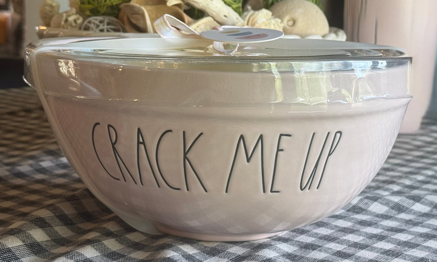 New Rae Dunn 3-piece ceramic Easter stacking mixing bowl set CRACK ME UP HOP TO IT BEAT IT