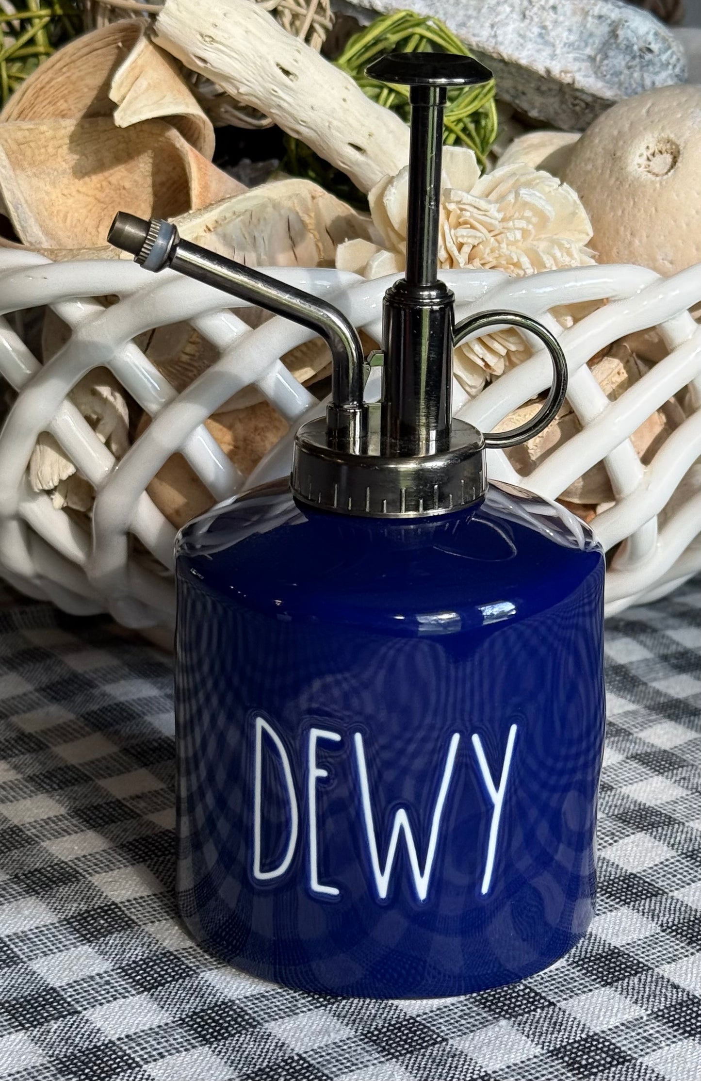 New Rae Dunn blue ceramic plant mister DEWY
