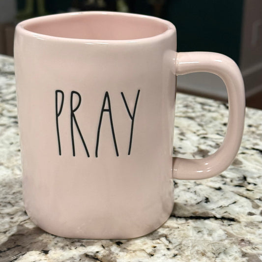 New Rae Dunn pink ceramic coffee mug PRAY