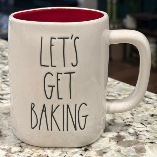 New Rae Dunn white ceramic Christmas decor coffee mug LET’S GET BAKING